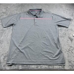 Footjoy Mens Polo Shirt Size XXL Grey Striped Short Sleeve Golf Performance